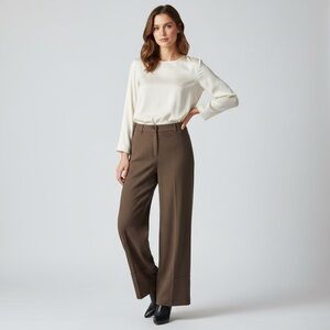 Caractere Brown Wide-Leg Cropped Trousers size 10
